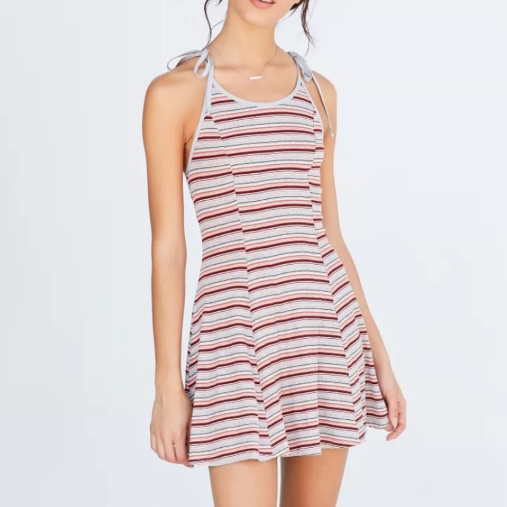 Urban Outfitters BDG Mariah Stripe Knit Tie Shoulder Mini Dress Small S‎